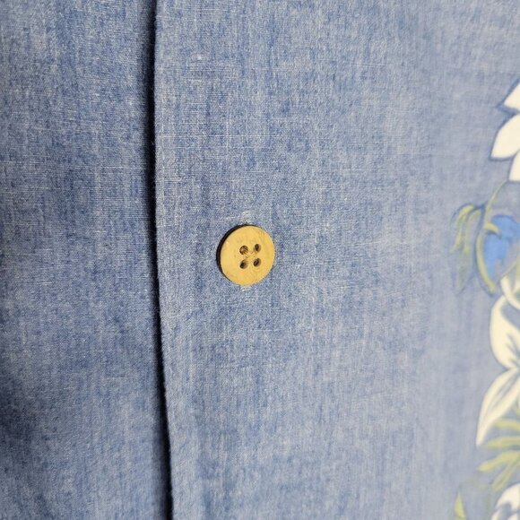 Batik Bay Men's XL Blue Floral Short Sleeve Button Front Cotton Hawaiian Shirt - Picture 6 of 9